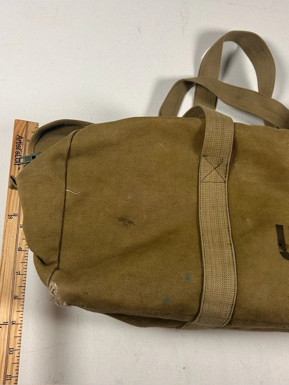 WWII USA USN Military Canvas Duffel Bag Double Strap Vintage Army Field Gear